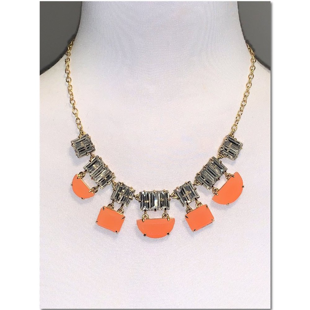 Kate Spade Varadero Coral and Gold Tile Statement Necklace NWOT
